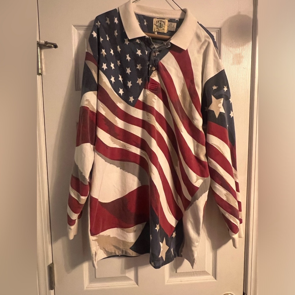 Vintage Divots Americana Long Sleeve Polo Size XL